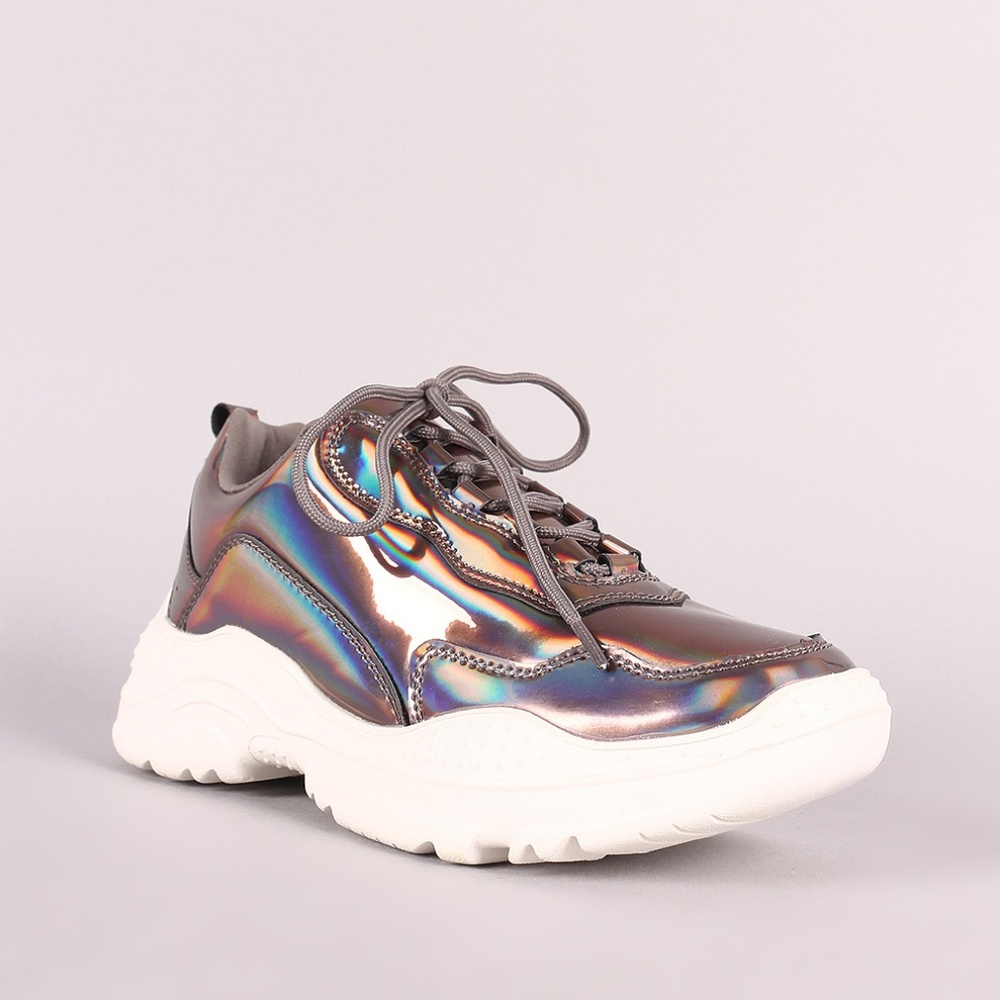 Last Size 9 💎Holographic Patent Platform Sneaker - Picture 5 of 8